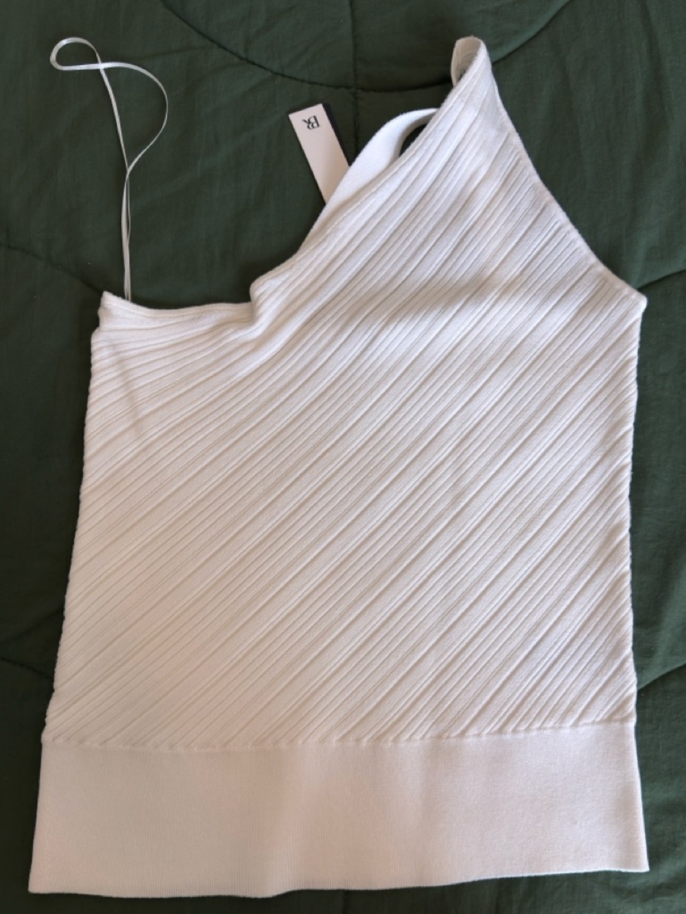 Banana Republic White One-Shoulder Ribbed Knit top